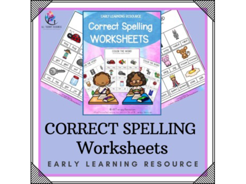 FREE -Correct Spelling WorksheetsPreschool Kindergarten Preschool