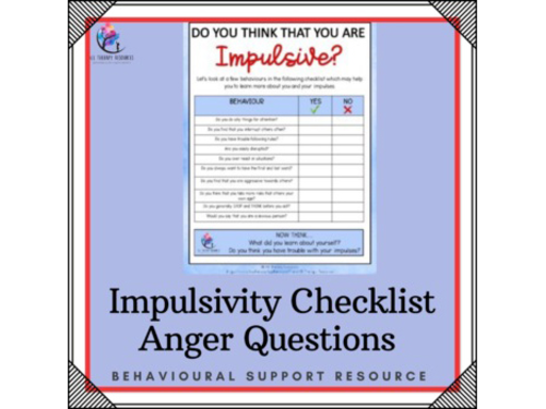 Impulsive Anger Management Checklist Worksheet - Emotional Regulation SEL