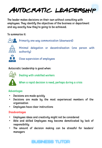 Autocratic leadership Style