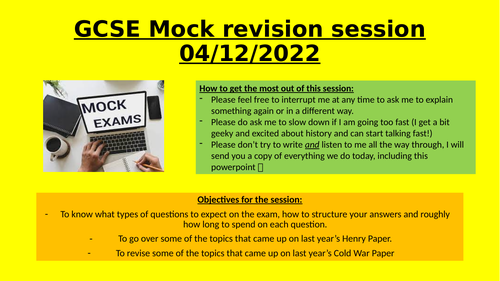 GCSE revision ppt Henry VIII and Cold War Superpower Relations