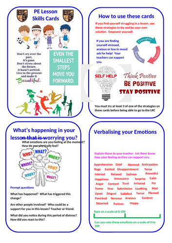 SEN Pupil Anxiety Cards