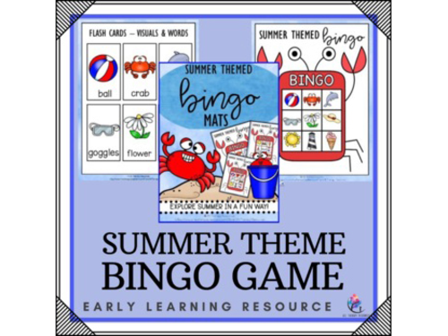 Summer Themed Vocabulary Language Bingo Game - End of Year Activity
