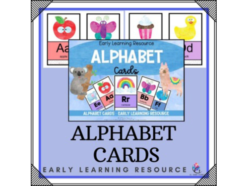Alphabet Watercolor Flash Cards -  Kindergarten Preschool Early Learning