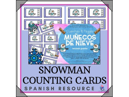 SPANISH VERSION -Winter Math Activities for Preschool Winter Counting Clip Cards