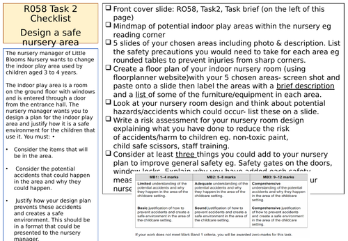OCR Child Development: RO58 Task 2 Checklist