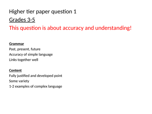 GCSE Exam Prep - Spanish Higher Tier