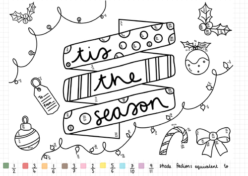 Equivalent Fractions Maths Christmas Colouring In (Winter)