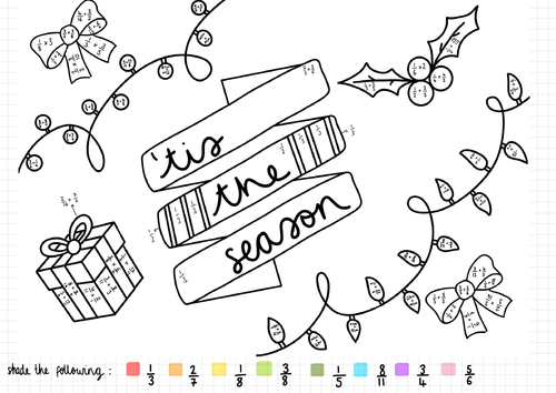 Multiplying Fractions Christmas Colouring In