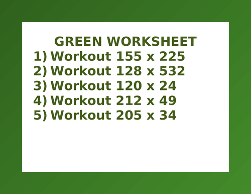 GREEN WORKSHEET 1