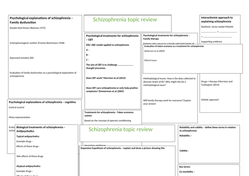 AQA schizophrenia A3 planner - whole topic