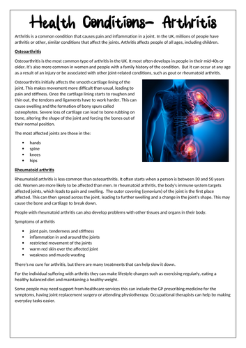 Component 2: L3: Health Conditions Arthritis