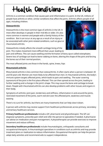 Component 2: L3: Health Conditions Arthritis