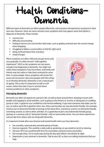 Component 2: L6: Health Conditions Dementia