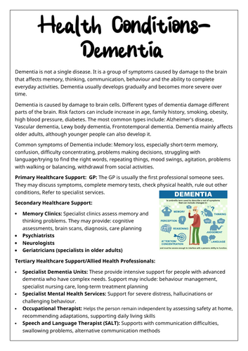 Component 2: L6: Health Conditions Dementia