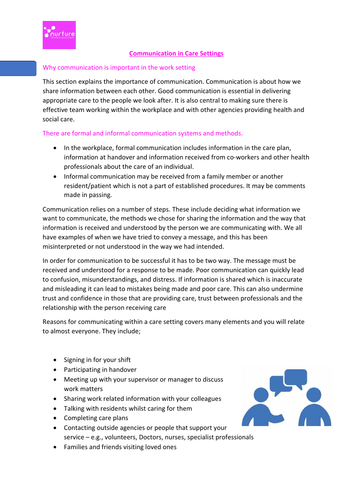 Reading material - Communication in Health and Social Care