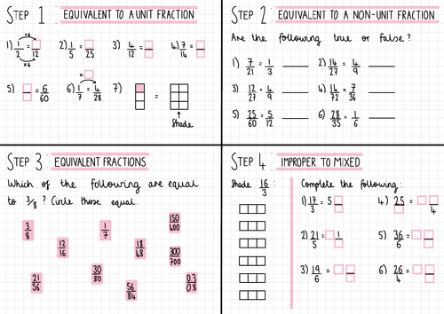 White Rose Maths Year 5  Fractions A Homework Steps 1-4