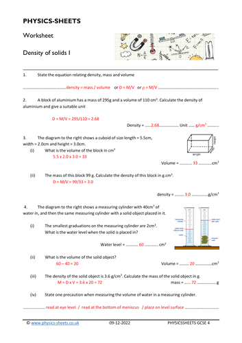 Density of solids Questions and Answers