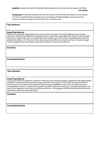 GCSE Sociology: Evaluating the Symmetrical Family