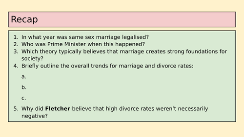 GCSE Sociology: Reasons for changing patterns of Marriage and Divorce