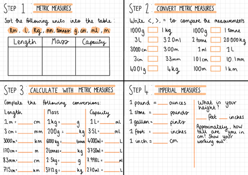 White Rose Maths Year 6 Converting Units Homework Steps 1 - 4