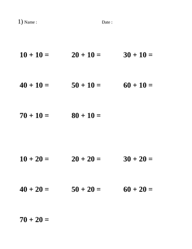 Addition worksheets suitable for KS2