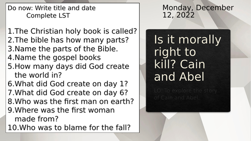 Cain and Abel - Is it ever morally right to kill?