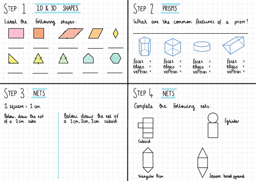 White Rose Maths Year 9 3D Shapes Homework Steps 1 - 4