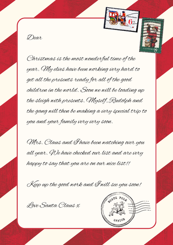Letter from Santa (editable) with envelope | Teaching Resources