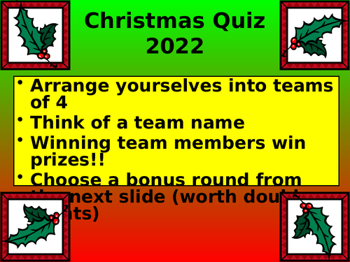 Christmas Quiz 2022 Teaching Resources 