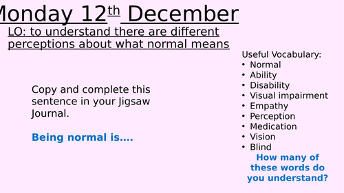 Year 6 PSHE sequence - celebrating difference