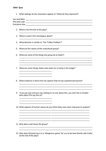 'DNA' Quiz | Teaching Resources