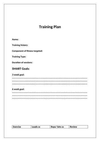 Six week training plan template