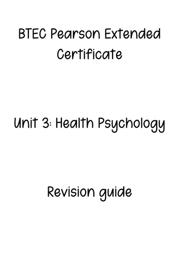 BTEC Applied Psychology Unit 3 Health Psychology revision guide