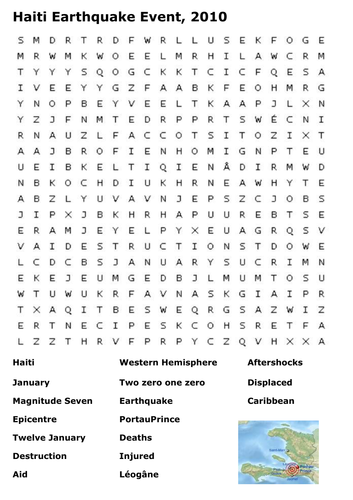 Haiti Earthquake Event 2010 Word Search