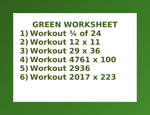 GREEN WORKSHEET 16