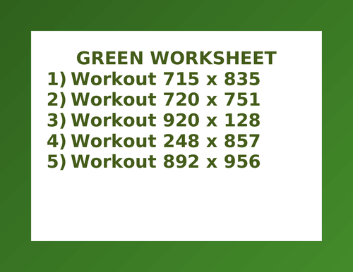 GREEN WORKSHEET 29