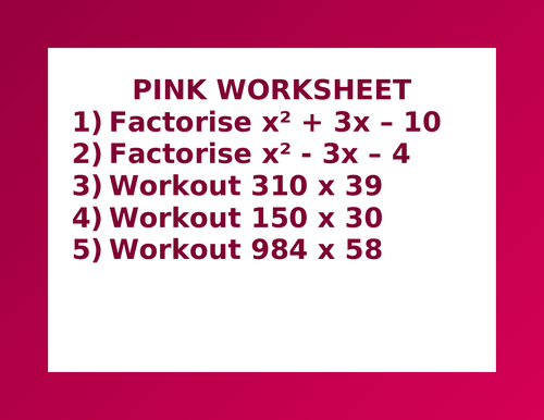 PINK WORKSHEET 1