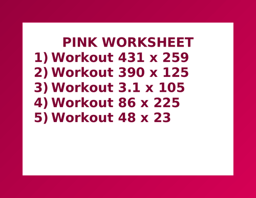 PINK WORKSHEET 2