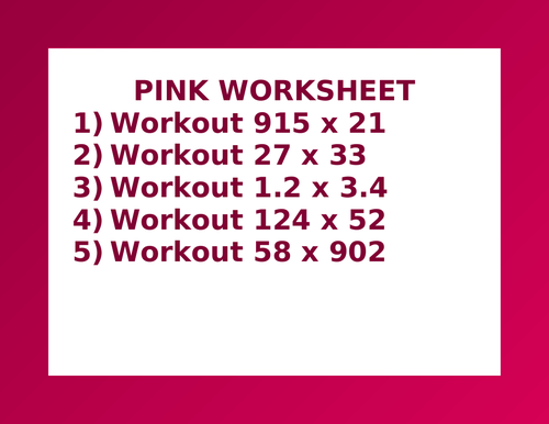 PINK WORKSHEET 5