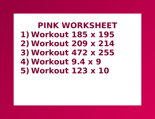 PINK WORKSHEET 14