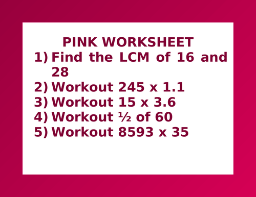 PINK WORKSHEET 15