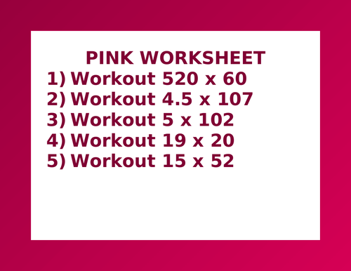 PINK WORKSHEET 16