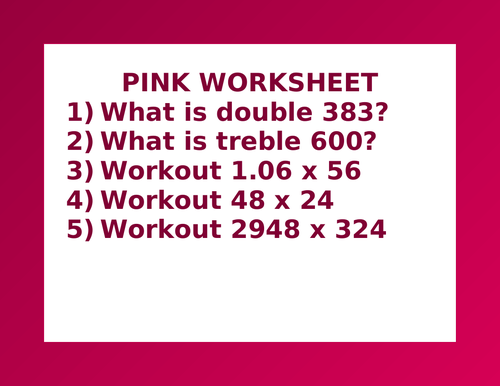 PINK WORKSHEET 18