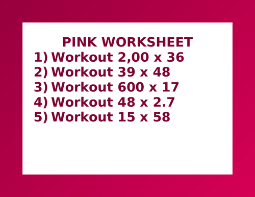 PINK WORKSHEET 20