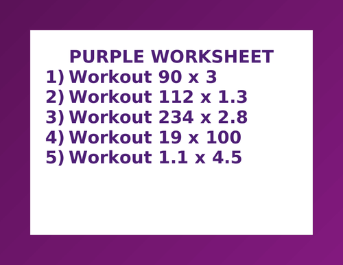 PURPLE WORKSHEET 17