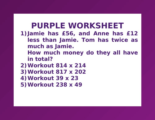 PURPLE WORKSHEET 20