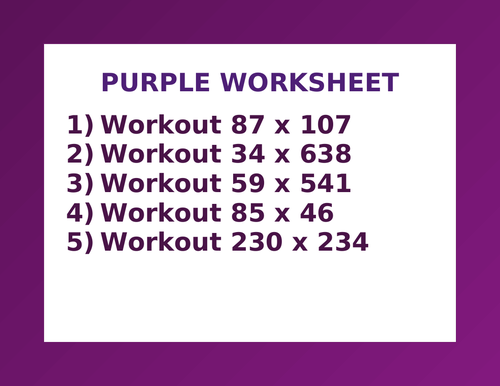 PURPLE WORKSHEET 34 | Teaching Resources