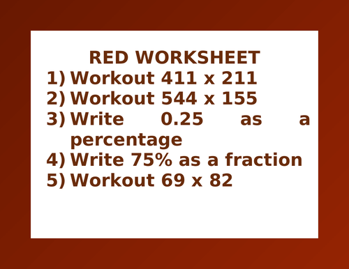 RED WORKSHEET 12