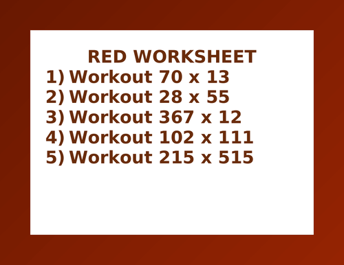 RED WORKSHEET 13