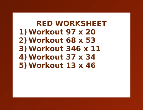 RED WORKSHEET 14